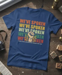 WE'VE SPOKEN BIDEN HARRIS text design featuring bold typography on quality t-shirt