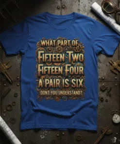 Steampunk-themed t-shirt design with the quote "What Part of Fifteen Two Fifteen Four A Pair Is Six Dont You Understand?"