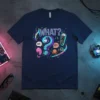 WHAT WAIT STOP IT graphic t-shirt design with cartoon question marks and speech bubbles
