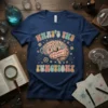 What's The Function? retro brain graphic t-shirt with colorful typography and gears