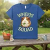 Wheek! Squad t-shirt with a cute guinea pig eating clover and text "WHEEK! SQUAD"