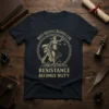 When Injustice Becomes Law Resistance Becomes Duty quote t-shirt design with Lady Justice graphic