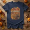 Wheres The Turkey Thanksgiving shirt featuring a rustic farm scene with a turkey and harvest vegetables