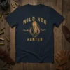 Wild Hog Hunter Tusks Cut t-shirt design featuring a distressed wild hog skull graphic and vintage text