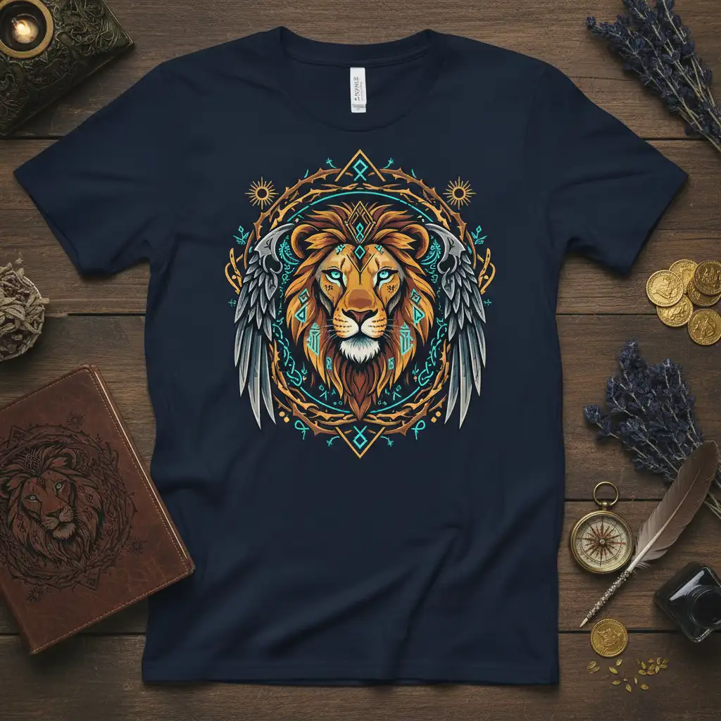 Winged Lion Design eye-catching design printed on breathable fabric creating a standout t-shirt