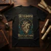 Black t-shirt with "Wisdom Action Begins With Boldness Reflection" quote and anatomical heart graphic