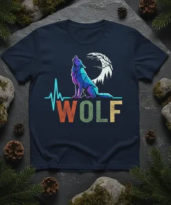 Wolf Heartbeat T-Shirt creative graphic design printed on comfortable cotton t-shirt