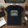 Work From Home Employee of the Month Since March 2020 text design on a black t-shirt with stars