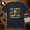 Work From Home Employee of the Month trophy design with laurel leaves and ribbons on a navy t-shirt