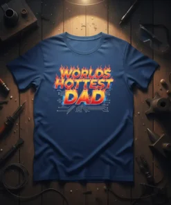 Worlds Hottest Dad t-shirt design with flames and circuit board graphic