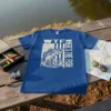 WTF WHERE'S THE FISH t-shirt with bass fish graphic and American flag