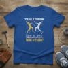 YEAH, I THROW like a girl WANT A LESSON? quote on a blue t-shirt with graphics of two female athletes