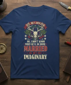 YES, HE'S HUNTING NO, text design featuring unique typography on quality t-shirt