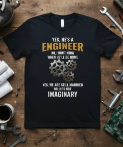 YES, HE'S A ENGINEER text design featuring stylish typography on quality t-shirt