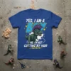 T-Rex dinosaur with mohawk and sunglasses, text reads "YES, I AM A BOY NO, I'M NOT CUTTING MY HAIR" on