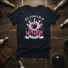 Yes, I Bowl Like A Watch humorous bowling quote t-shirt design with pink bowling ball and pins graphic