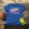 Softball player graphic with "Yes I Throw Like A Girl Want a Lesson? Try to Keep Up" text on a