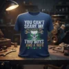 You Can't Scare Me I Have Two Boys And A Wife T-Shirt featuring a skull graphic with wrenches and green