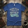 Blue t-shirt with "You Can't Tell Me What To Do You're Not My Wife" text in vintage style font, featuring