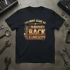 YOU DON'T SCARE ME I SURVIVED BACK SURGERY quote in steampunk font on a black t-shirt