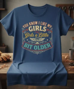 You know I like my GIRLS Girls a Little BIT OLDER t-shirt design with vintage typography and hourglass graphic