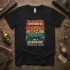 T-shirt with the text "You smell like DRAMA AND A HEADACHE Please go away" featuring grumpy sunflowers and skull graphics
