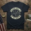 Your Wife My Wife t-shirt design featuring a military wife and a civilian wife in a circular emblem