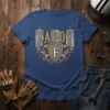 Zaddy T-Shirt design with bold text, motorcycle engine graphics, and fiery accents