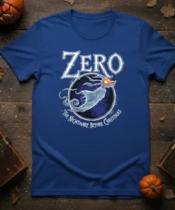 Zero The Nightmare Before Christmas bold graphic design printed on comfortable cotton t-shirt