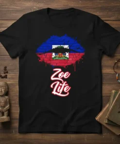 Zoe Life Haitian Flag Lips T-Shirt for Her