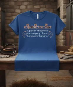 equine·tro·vert A person who text design featuring stylish typography on quality t-shirt