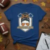 #FOOTBALL MOM graphic t-shirt featuring a messy bun, sunglasses, and footballs, perfect for sports moms