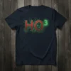 HO³ chemistry formula t-shirt design with red HO and glowing green 3 on a dark shirt