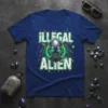¡ILLEGAL ALIEN text design with a detailed alien head graphic and neon green circuit board pattern