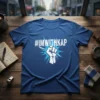 Blue t-shirt with white #IMWITHKAP hashtag and white fist graphic with blue explosion