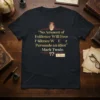 "No Amount of Evidence Will Ever Persuade an idiot" Mark Twain quote on a black t-shirt with gold text and