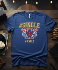 #SINGLE Broken Heart Roses Barbed Wire stylish graphic design printed on comfortable cotton t-shirt